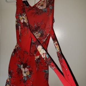 Red Floral Romper